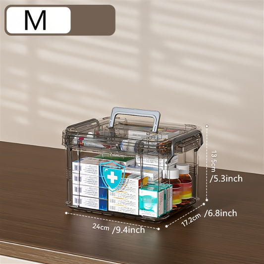 Plastic Medicine Organizer Double Layer Storage Box - Water Resistant