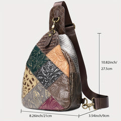 Vintage Leather Block Women's Chest Bag