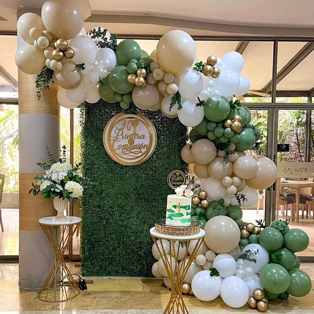30Pcs Green Golden Confetti Latex Balloons for Jungle Wedding Decorations