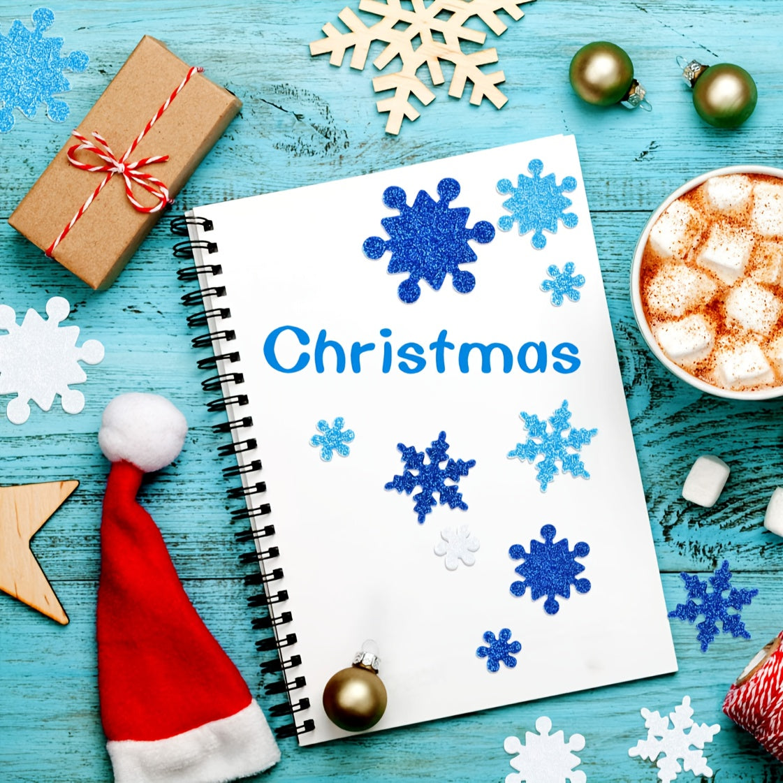 200pcs Christmas Foam Stickers Snowflake Shape Self Adhesive Crafts