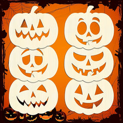 6pcs Wooden Pumpkin Halloween Decoration DIY Craft Hollow Out