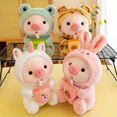 Cute Milk Tea Animal Plush Toy Pink Doll for Holiday Gift