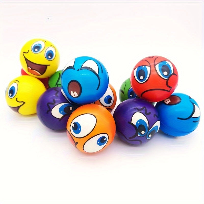 6 Pack Cartoon Stress Relief Balls Mixed Emotional Expression Squeeze Toys
