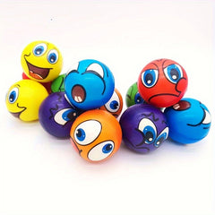 6 Pack Cartoon Stress Relief Balls Mixed Emotional Expression Squeeze Toys