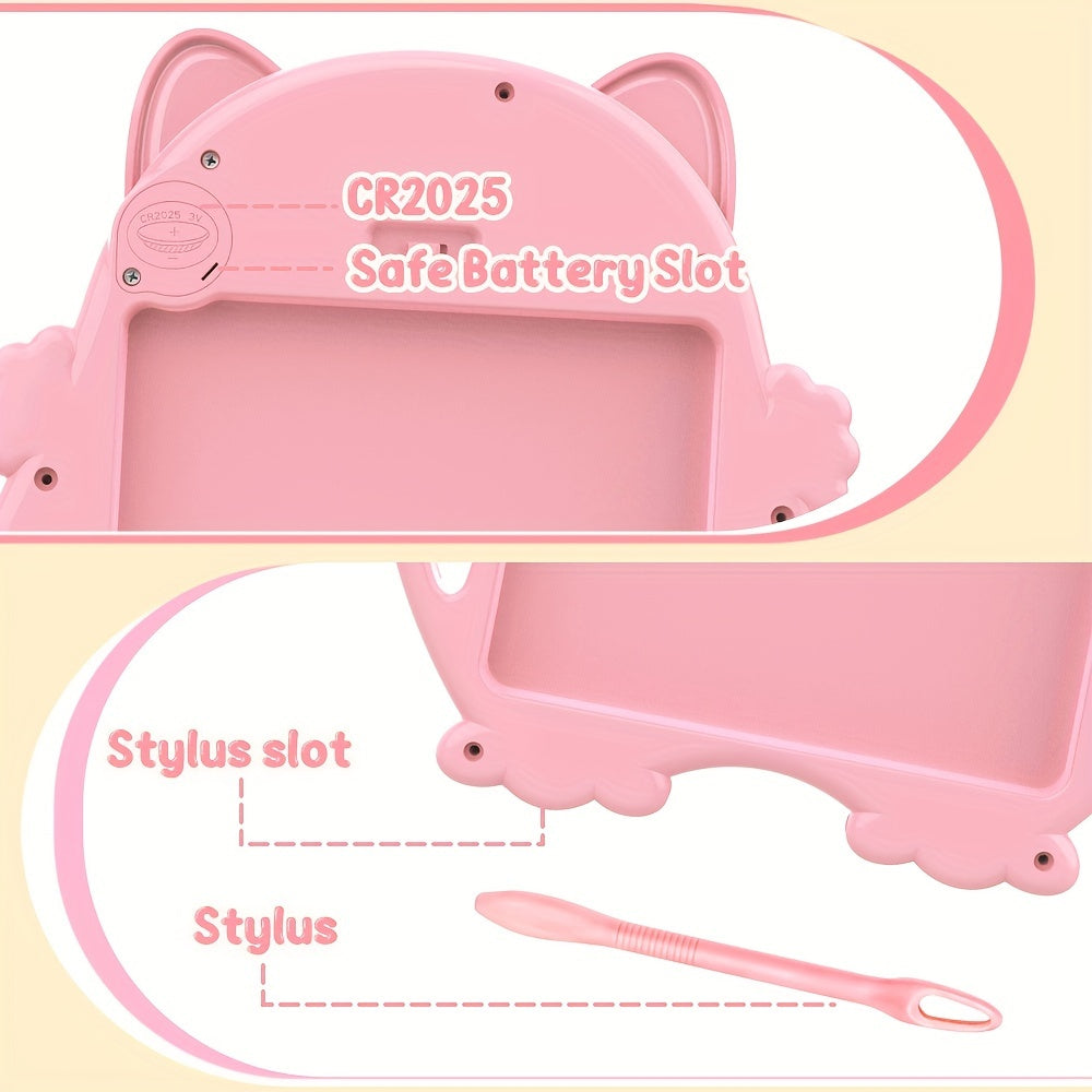 Pink Cat LCD Writing Board - Reusable Drawing Tablet for Ages 3-9 Girls