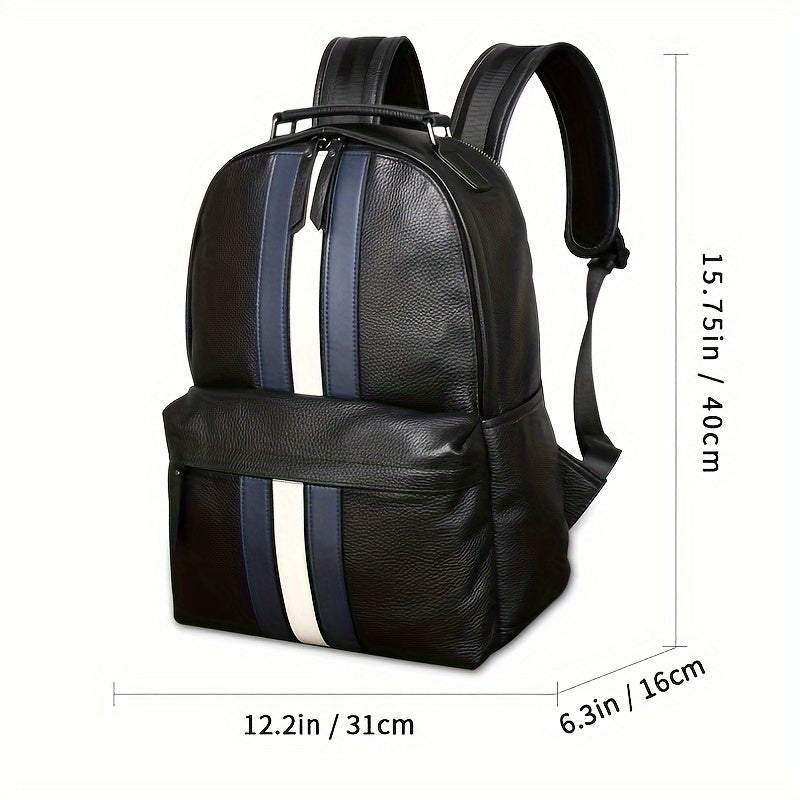 Stylish Cowhide Leather Backpack for Men - Durable & Spacious Travel Companion