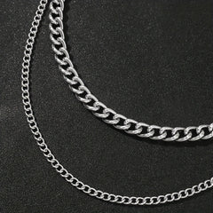 Men's Large Circle Silver Chain with Suit Pants