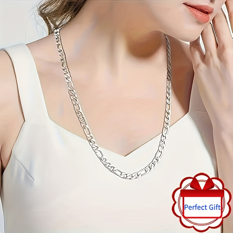 925 Silver Plated Chain Necklace Unisex Retro Style Jewelry