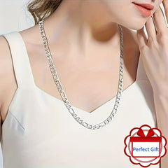 925 Silver Plated Chain Necklace Unisex Retro Style Jewelry