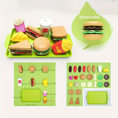 27pcs Play Kitchen Set with Realistic Food Toys for Kids