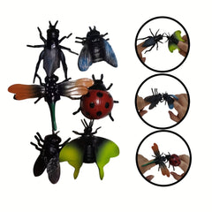 6pcs Finger Puppet Insects Soft Rubber Set for Interactive Play