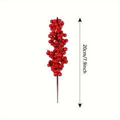 12pcs Artificial Red Berries Christmas Tree Decoration DIY Holiday Supplies