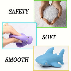 5pcs Squishy Animal Bath Toys Set Water Spray Shark Fishing Game for Kids