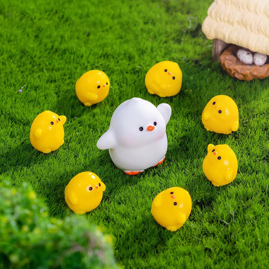 10pcs Yellow Duck Family Resin Figurines for Outdoor Play & Home Decor