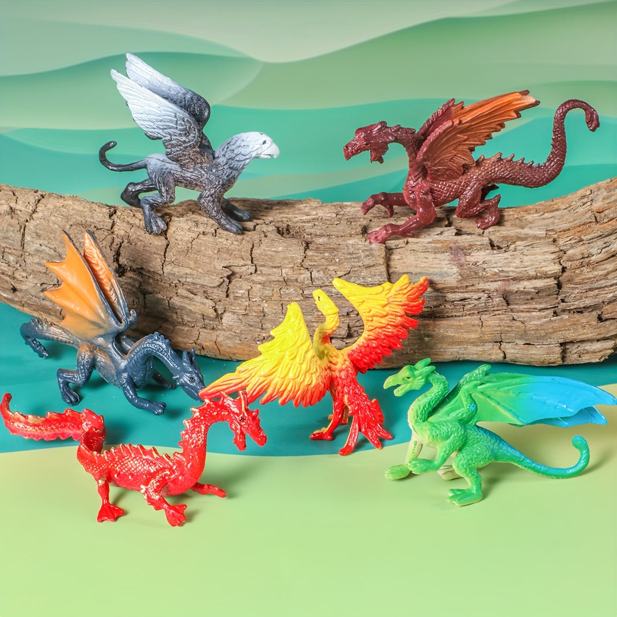 6 Pack Mini Mythical Creatures Plastic Figurines for Kids Party Favors
