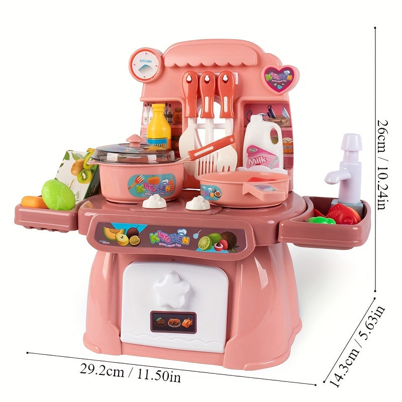 Kids Pretend Play Kitchen Set with Sounds and Lights