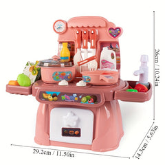 Kids Pretend Play Kitchen Set with Sounds and Lights