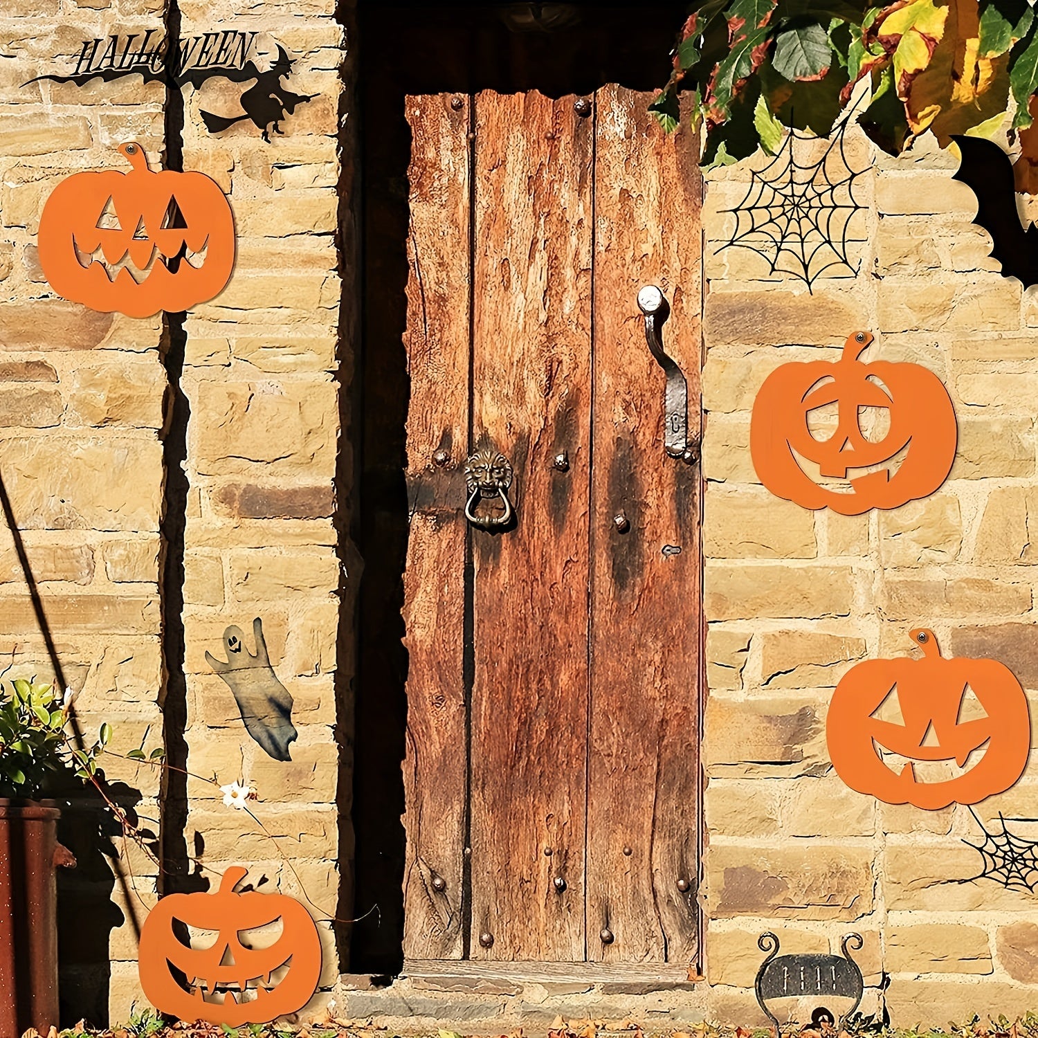 6pcs Wooden Pumpkin Halloween Decoration DIY Craft Hollow Out