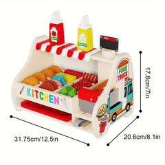 Wooden Game Food Set 58pcs Sliced And Stacked Sandwich Counter Play