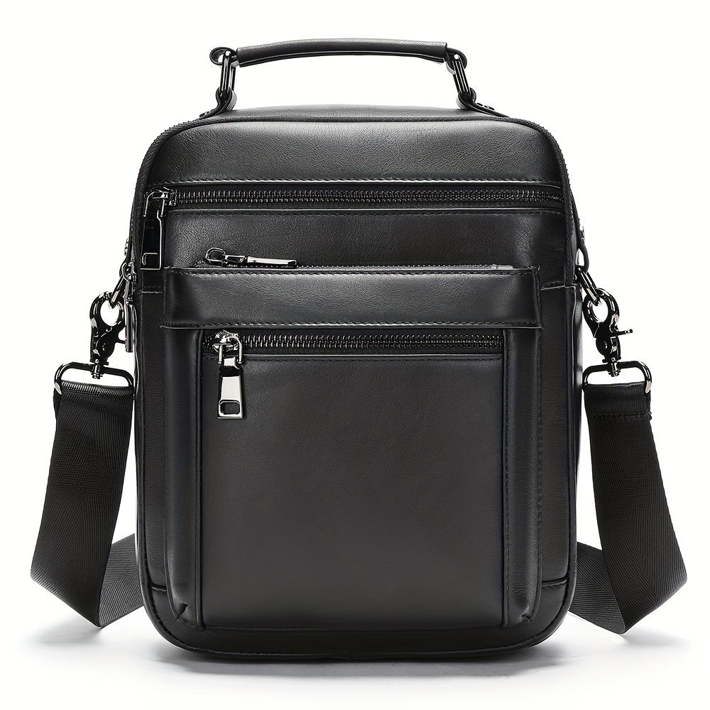 Casual Men's Leather Messenger Bag Shoulder Bag with Multiple Pockets