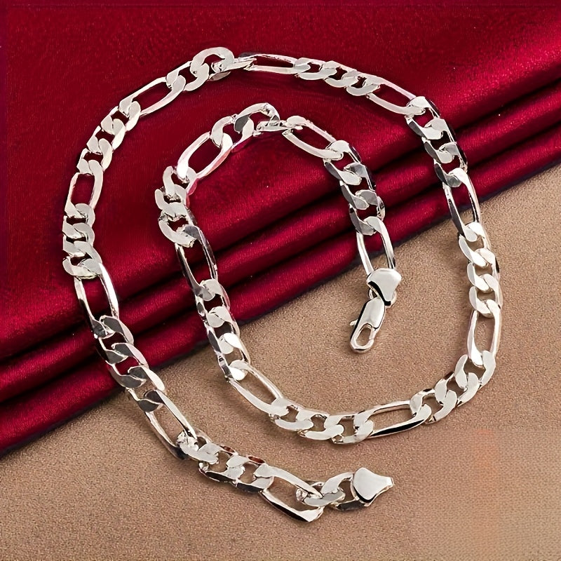 925 Silver Plated Chain Necklace Unisex Retro Style Jewelry