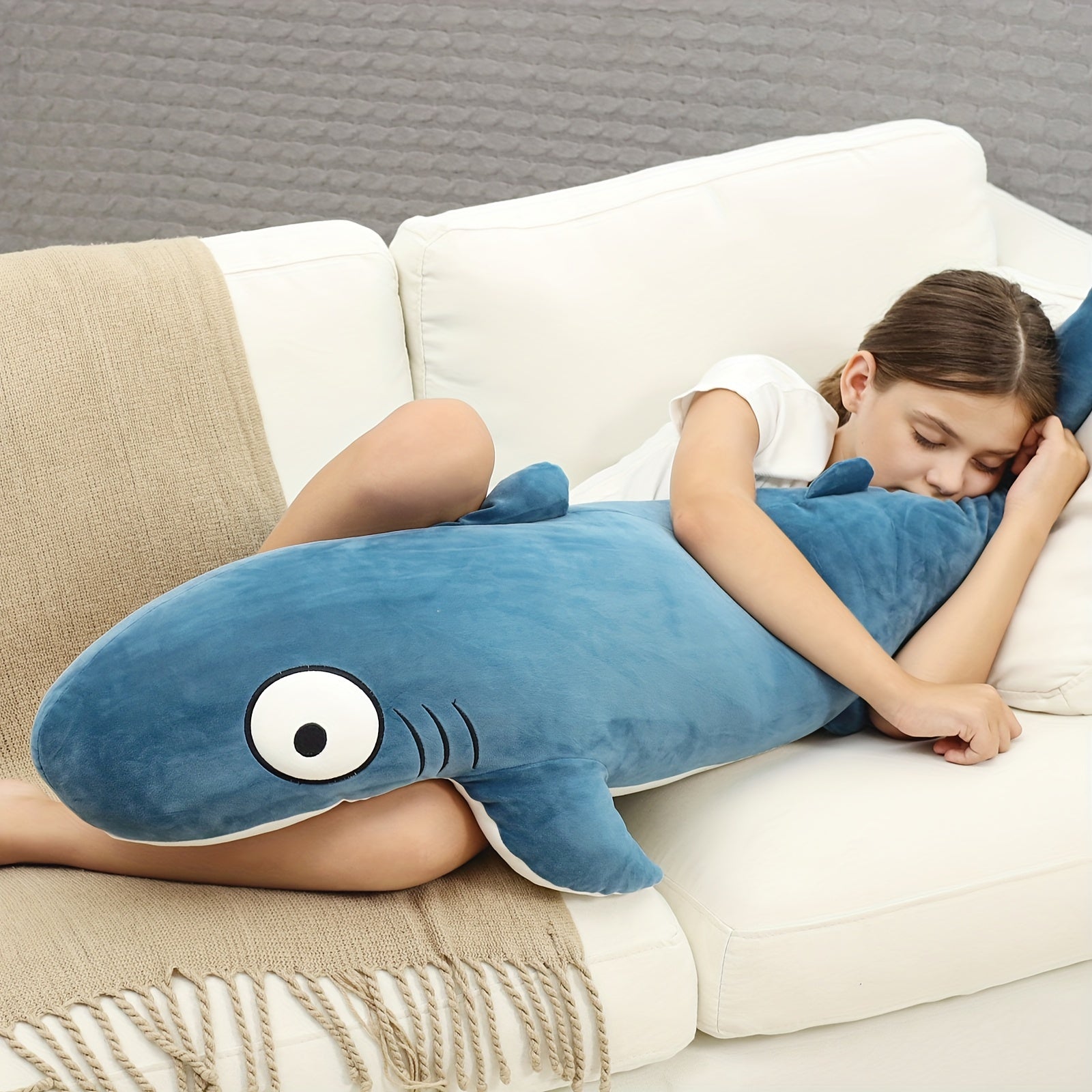 121cm Big Shark Plush Hugging Pillow Ocean Fish Doll Gift