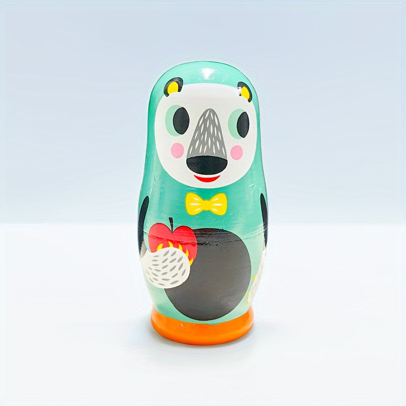 Wooden Matryoshka Dolls Set Santa Claus Pattern Nesting Dolls Home Decor