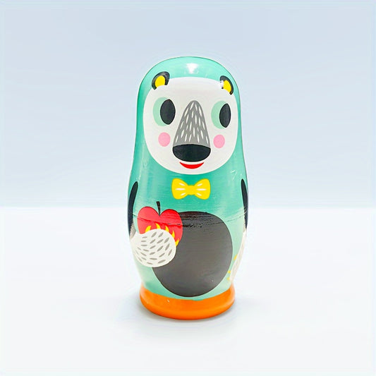 Wooden Matryoshka Dolls Set Santa Claus Pattern Nesting Dolls Home Decor