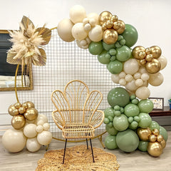 30Pcs Green Golden Confetti Latex Balloons for Jungle Wedding Decorations