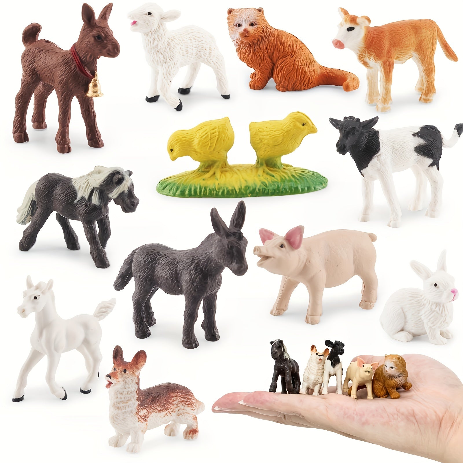12-Piece Mini Farm Animal Figures Set PVC Toy Collection for Kids