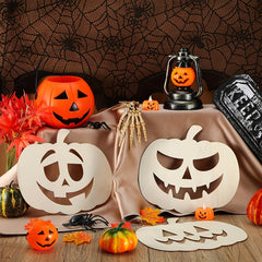6pcs Wooden Pumpkin Halloween Decoration DIY Craft Hollow Out