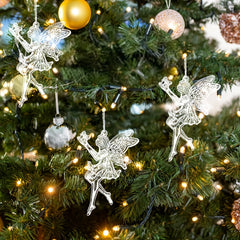 3pcs Christmas Acrylic Snowflake Ice Angel Wing Pendants