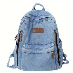 Stylish Denim Backpack with Laptop Compartment High Capacity School & Travel Bag