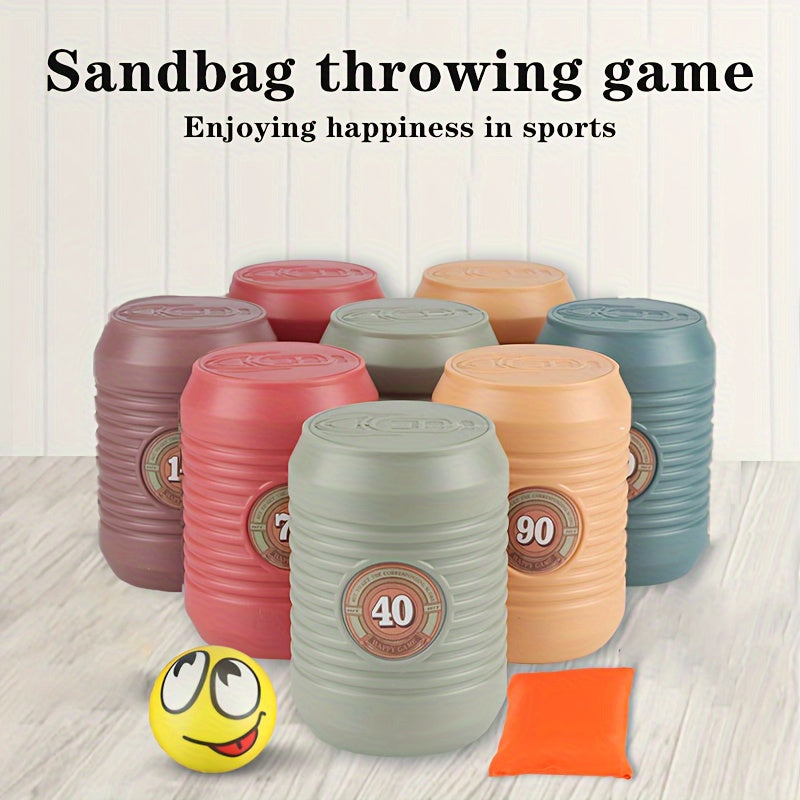 Knock Down Can Game Set Outdoor Activity for Kids Ages 3-6 Durable Plastic