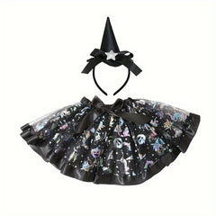 Witch Tutu Skirt with Headband Halloween Costume Set