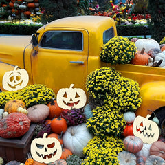 6pcs Wooden Pumpkin Halloween Decoration DIY Craft Hollow Out