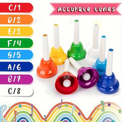 8 Note Hand Bells Set Adults Clear Sound with Handles Festive Celebrations