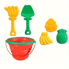Kids' 5-Piece Beach Sand Toy Set with Bucket & Shovels - Durable PP Material
