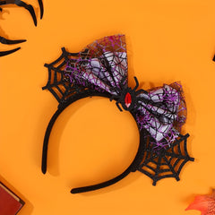 Halloween Spider Ears & Bow Headband with Red Rhinestone Costume Accessory