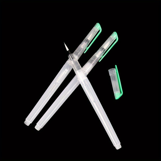 3pcs Water Brush Pen Set for Painting Calligraphy Art Green Orange Transparent