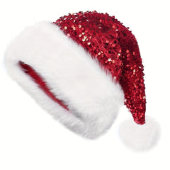 Sparkling Christmas Ball Cap With Plush Pom Pom Festive Holiday Costume