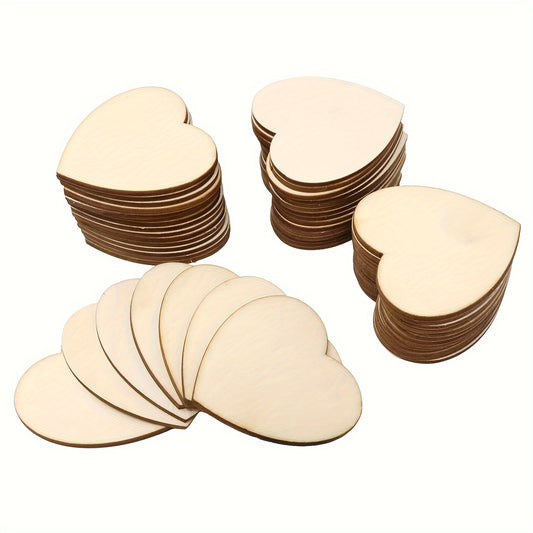 50pcs Hand Painted Wooden Heart Ornaments DIY Love Graffiti Accessories