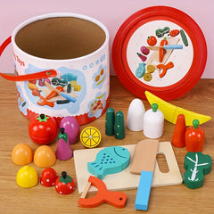 Wooden Kitchen Fruit Vegetable Cut And Chopped Toys
