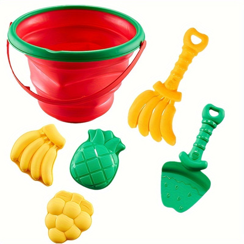 Kids' 5-Piece Beach Sand Toy Set with Bucket & Shovels - Durable PP Material