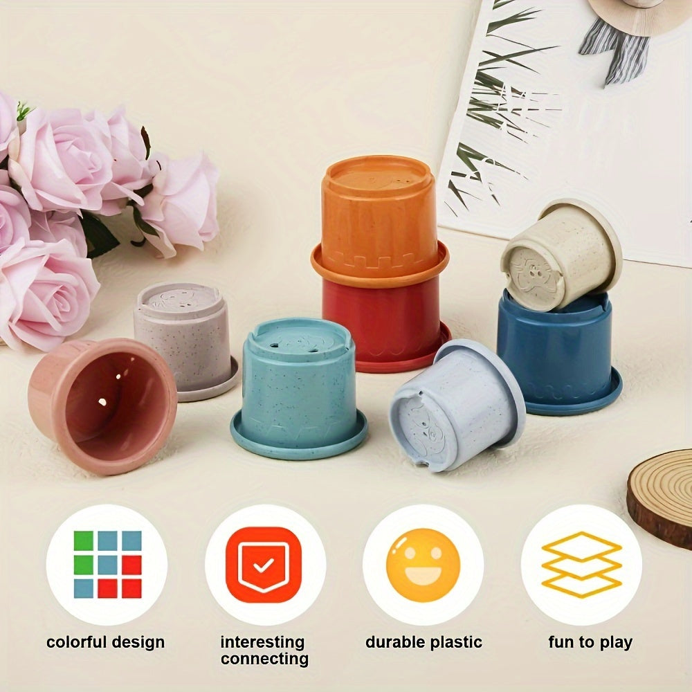 8-Piece Colorful Stacking Cup Toy Set for Babies 0-3 Years