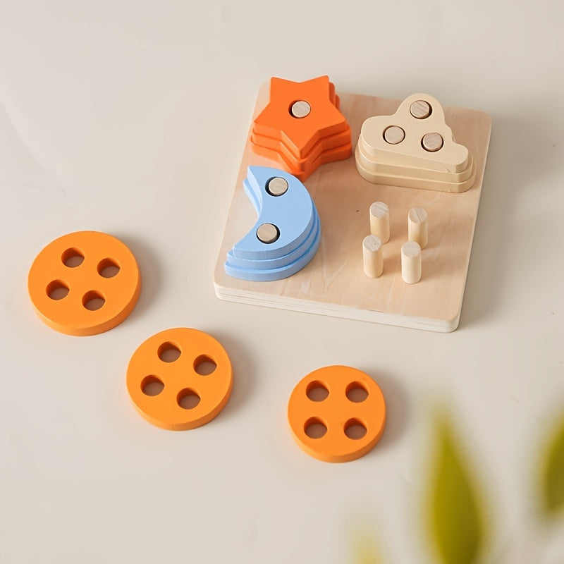 Wooden Geometric Shape Matching Column Group Toys