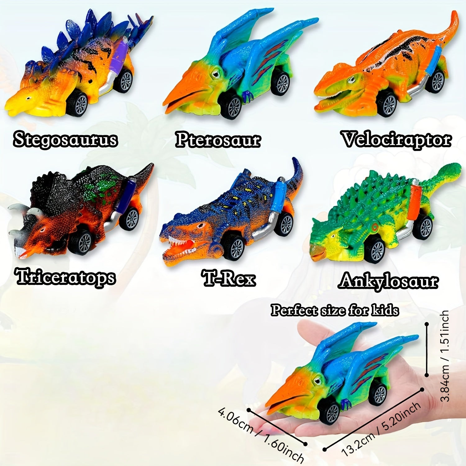 Dinosaur Car Toys for Kids 3-7 Years - Educational Push Back Dinosaurs Set