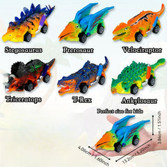 Dinosaur Car Toys for Kids 3-7 Years - Educational Push Back Dinosaurs Set