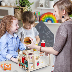 Wooden Game Food Set 58pcs Sliced And Stacked Sandwich Counter Play