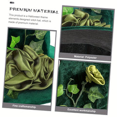 Velvet Witch Hat w/ Vine & Flower, Halloween Cosplay Parties